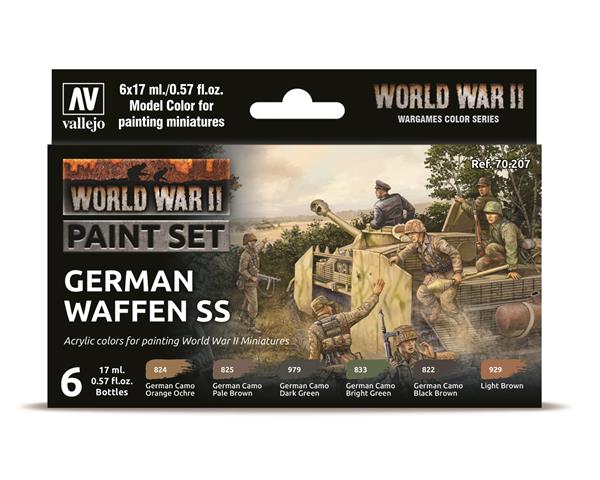 Vallejo MODEL Color: WWII Paint Set German Waffen SS - 6 Acrylic colors 17 ml