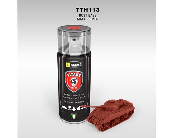 TITANS HOBBY: RUST BASE MATT PRIMER - 400ml Spray for Plastic, Metal & Resin