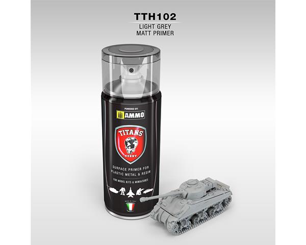 TITANS HOBBY: PRIMER Grigio Chiaro Opaco - 400ml Spray per plastica, metallo e resina
