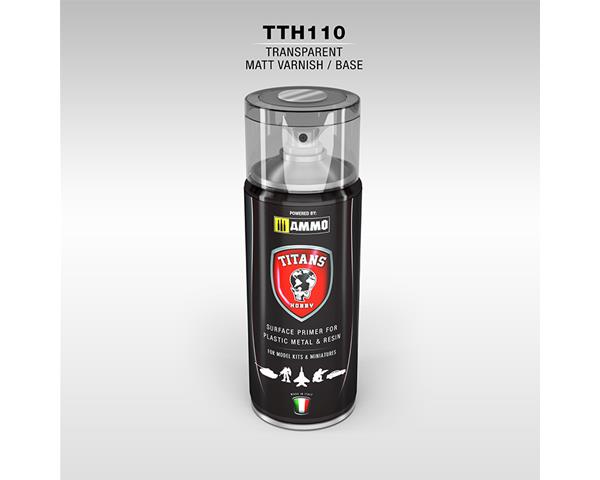 TITANS HOBBY: Transparent matt varnish / base - 400ml Spray for Plastic, Metal & Resin