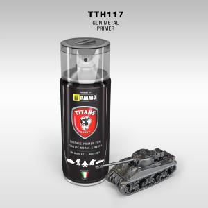 TITANS HOBBY: Gun Metal Primer (100%=Ammo of Mig color 0045) - 400ml Spray for Plastic, Metal & Resin